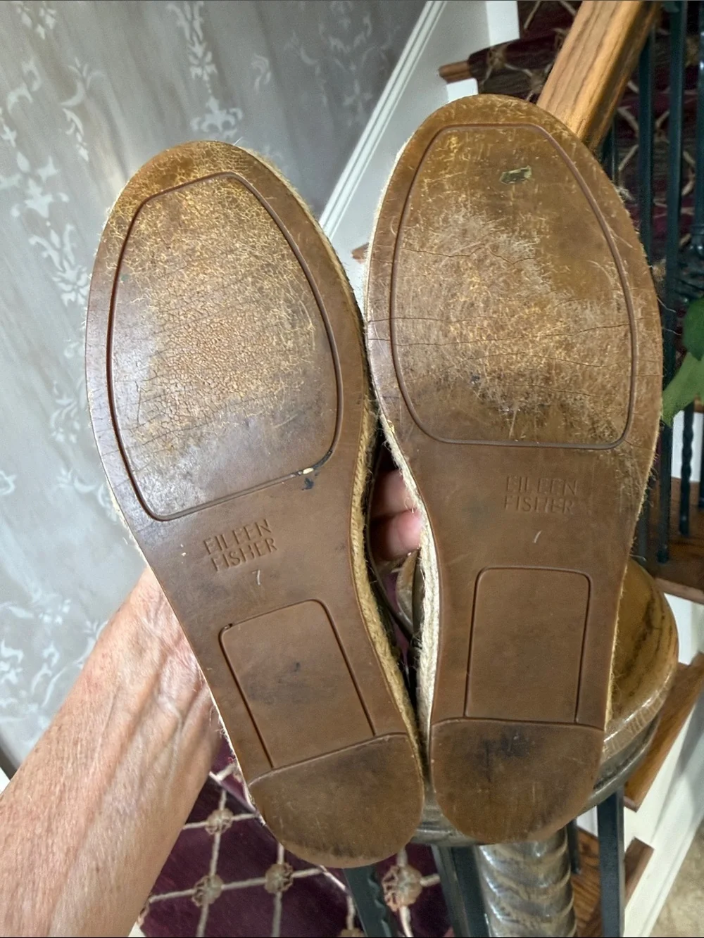 EILEEN FISHER metallic gold espadrilles preowned pre-love size 7